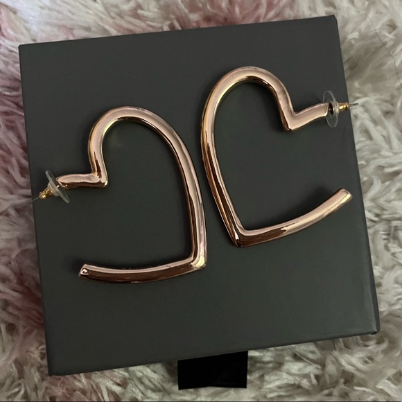Gold Heart Hoops - Picture 1 of 1